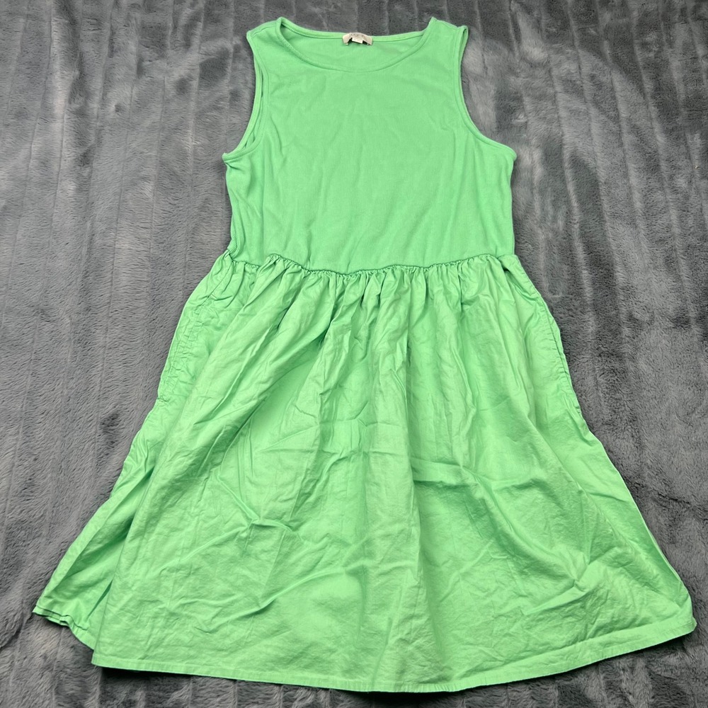 Loft Outlet Womens XL Green Sleeveless Ribbed Knit Woven Skirt Fit Flare Dress